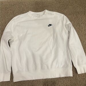 Nike White Crewneck Sweater with Iconic Swoosh
